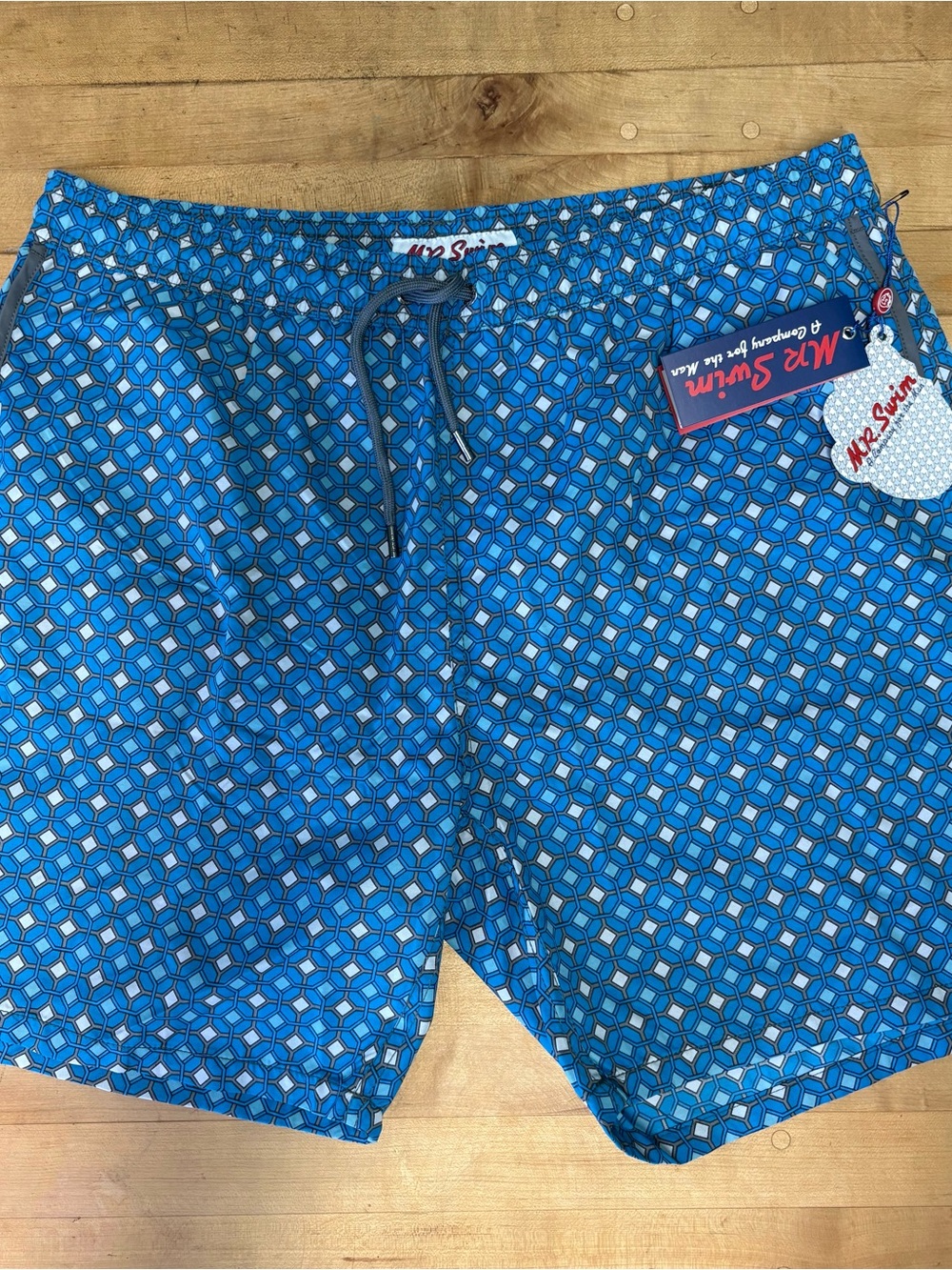 Mr.Swim Blue Geometric Board Shorts